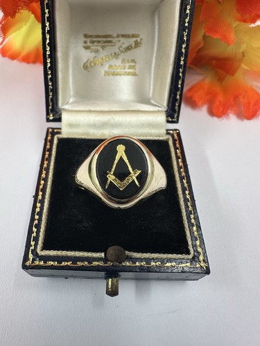 9ct gold onyx - gold, freemason