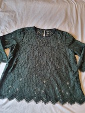 Next Forest Green Oak Leaf Design Lace Top For Ladies Size 16 UK