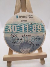 HONDA Motorbike Stamped 1989 Old Original Vehicle Road Car Cars Tax Disc Discs