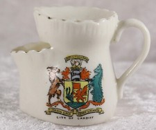 Souvenir Wear shaving jug ornament miniature City of Cardiff Wales 2" tall