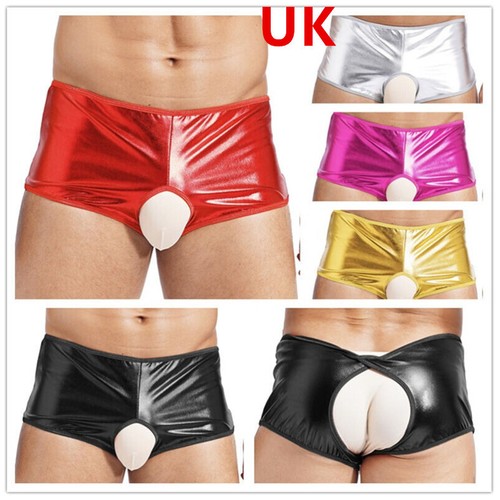 Men hot pants pvc faux - men's,