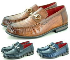 Men's Croc Skin Pattern Slip On Formal Casual Loafers Shoes UK Size 7-11