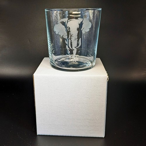 Elephant whisky glass engraved - elephant,