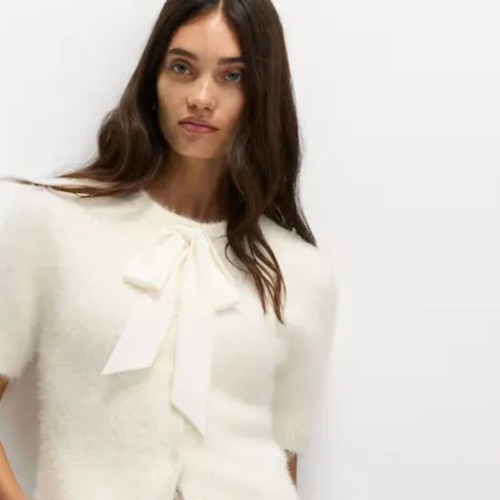 Bow cardigan size s ivory - m&s,