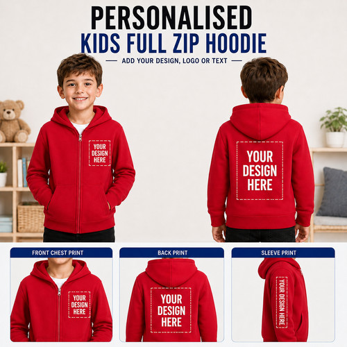 Kids personalised zip hoodie - personalised,
