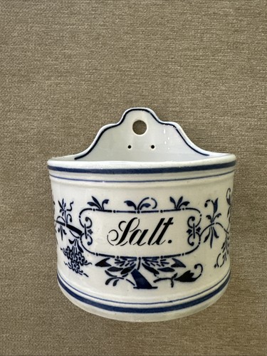 Antique blue and white salt - antique,