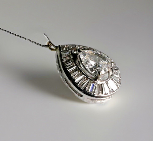 Vintage platinum pear diamond - pear,