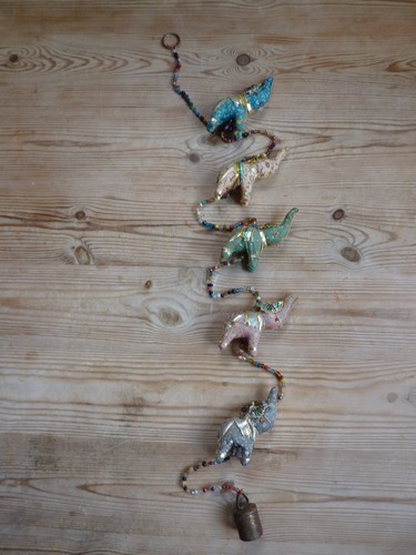 Beaded five fabric elephants - five,
