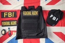 USA Law Enforcement Body Armour Bullet Proof Vest FBI Costume Prop Set 1