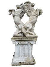 ❄️? Pair of Heavy Renaissance-Style Rearing Horse Statues After Giambologna