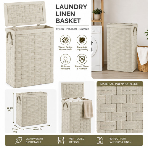 Large laundry basket cream - large,