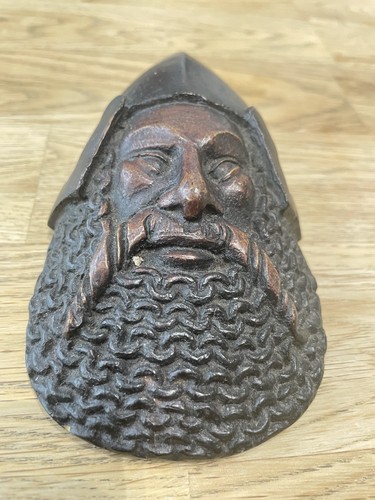 Carved wooden bearded face - wooden,