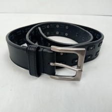 M&S Black Leather Studded Belt  Medium 30-33" Western Biker Style