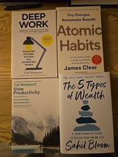 4 Self-Help Book Bundle Inc Deep Work  (Cal Newport, James Clear, Sahil Bloom)