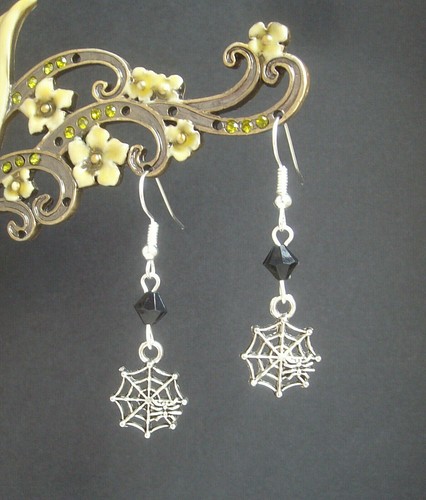 Pair spider web charm and - pair,