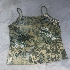 Green and Blue Floral Cami Top #Fairycore Size L Y2K 2000s