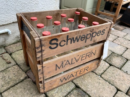 Vintage schweppes wooden crate - wooden,
