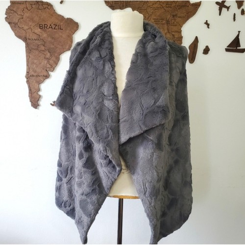 Gray faux fur draped open - faux,