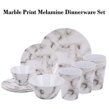 16Pc Marble Print Melamine