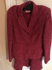 precis petite skirt suit, red