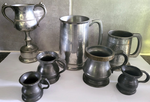 Antique pewter measures 1 - measures.,