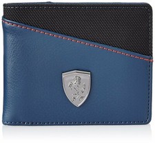100% Genuine Leather Authentic Puma Ferrari Blue Bi-fold Leather Men's Wallet 