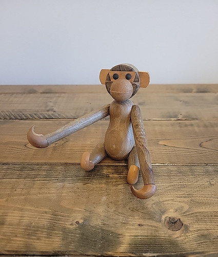 Vintage wooden teak monkey - vintage,