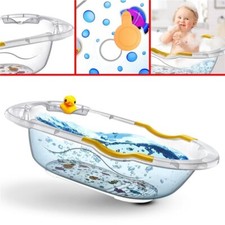 Large Transparent Baby Bath Tub Kids Clear Plastic Toddler Shower Bathing