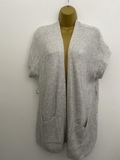 Nutmeg Sleeveless Cardigan - Grey Knit, Belt Loops, Size UK 12-14