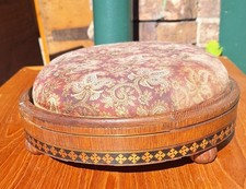 Edwardian inlaid mahogany Circular   Footstool, small antique footstool