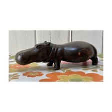 Vintage wooden hippo - wooden,