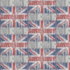 Galerie Distressed Grey Wood Union Jack Wallpaper Stylish Paste The Wall
