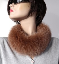 Fur Scarf Blue Fox Boa Loop Collar Fur Chain Trim Neck Warmer Camel Brown