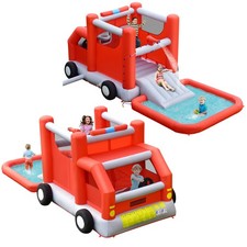 Firefighting-Themed Kids Water Slide Inflatable Kids Water Bouncy Castle Center