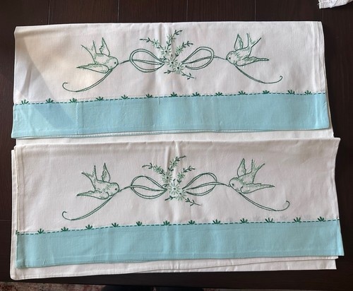 Pair vintage embroidered - of,