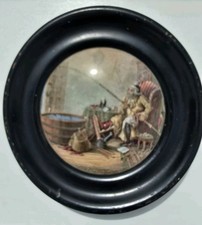 PRATTWARE Antique Framed Pot Lid 'The Enthusiast' (123)