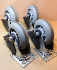 Set of 4 Colson Casters w/ Brakes 6" X 2" Performa Wheels, Rounded - Used