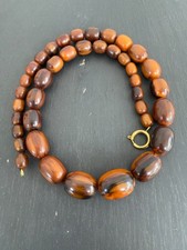 Antique Bakelite Bead Necklace, Mississippi Mud Colour, Graduated Beads 98gm