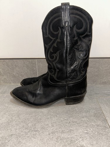Tony lama black leather - black, cowboy