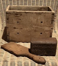 Vintage Antique Dovetail Style Butter Mould, Lettered Press And Pat/Paddle.
