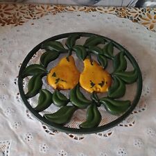 Vintage Cast Iron Trivet Worktop Saver 19.5cm Diameter Pears Design