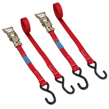 Red Ratchet Strap Tie Down Trailer 4m Hook Cargo Strap 325kg Lashing x 2 (Pair)