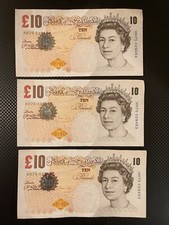 3 x old British £10
