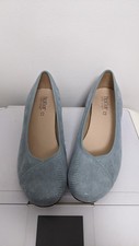 HOTTER MONICA AQUA LIZARD LEATHER STD   FIT SIZE 7.5 UK  C/W BAGmatching COLOUR 