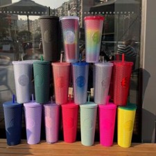 Starbucks China Rose frosted diamond set straw cold drink cup 24 oz