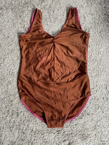 Brown sleeveless lycra leotard - brown,