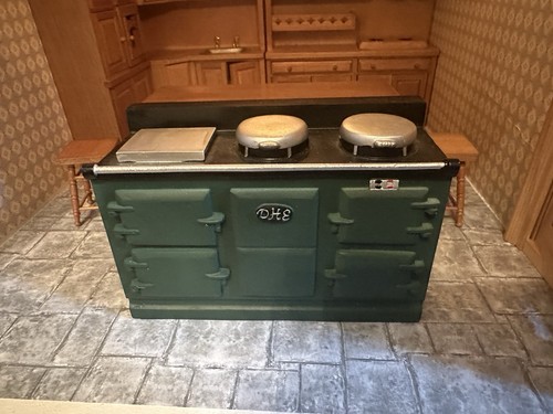 Dolls house oven green - green, aga