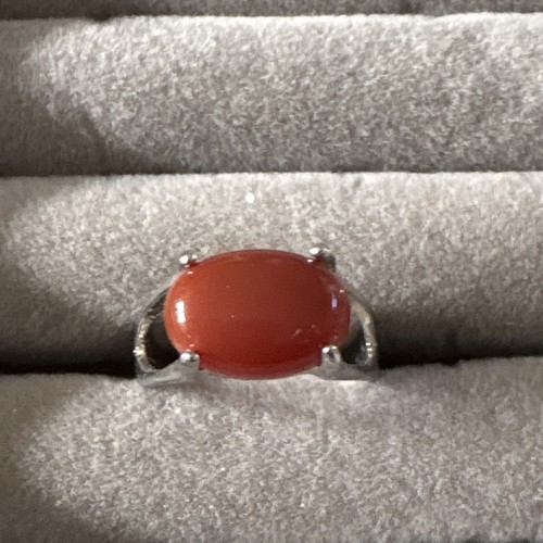 Carnelian stainless steel ring - stainless,