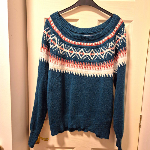 Maurices teal blue fair isle - teal,