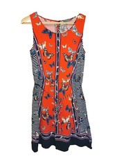 Oasis Butterfly Sun Dress I Multicolour Side Striped Sleeveless Belted I Size 12